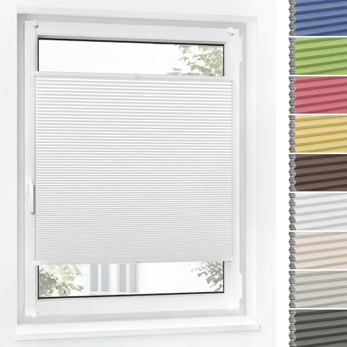 Jalousiescout Wabenplissee ohne Bohren Verdunklung—Thermo plissee Klemmfix Zweifarbig 30x150cm weiß-Weiß, Sonnen-, Sicht- & Hitzeschutz Jalousie verdunklung für Fenster & Tür