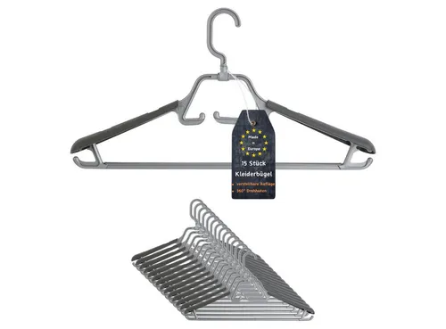 Engelland 15-tlg. Kleiderbügel Set mit drehbarem Haken - Praktisches Kleiderbügel Set für Ordnung im Kleiderschrank – rutschfest und stabil. Ideal für Mäntel, Hosen und Blusen. Flexibles Design mit einklappbarem Haken, perfekt für unterwegs!