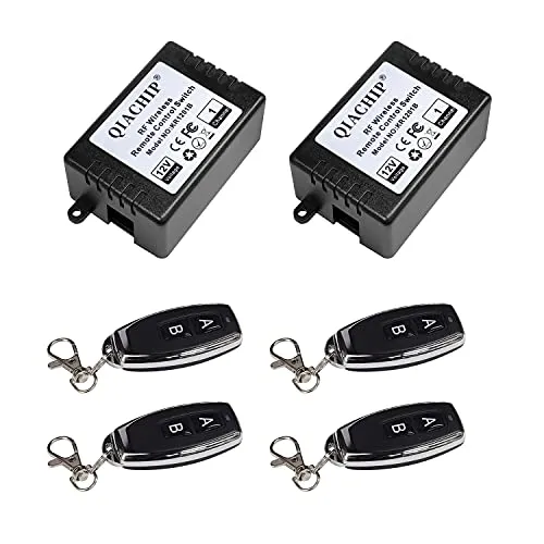 QIACHIP DC 12V Funkschalter mit Fernbedienung 433 MHz Funk Relais 1 Kanal Momentary Switch, Sender Empfänger Universal Handsender für Garagentor