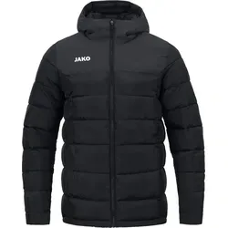 JAKO Kinder Stadionjacke - 7210, schwarz, Größe:152 - Funktionsjacke mit wind- und wasserabweisendem Obermaterial, ideal für Sport und Freizeit. Die leichte Wattierung hält warm, während die verstellbare Kapuze und die Reißverschlusstaschen für Komfort sorgen.
