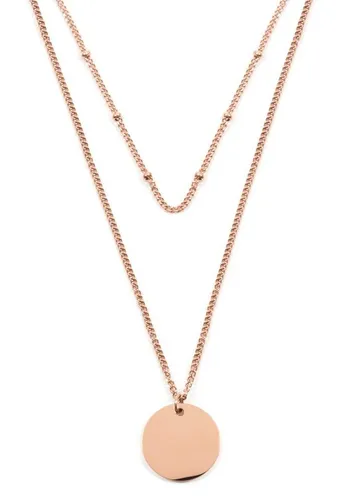 Happiness Boutique Damen Zweireihige Kette mit Kreis Anhängern in Rosegold - Ketten für Damen: Elegante, rosevergoldete Layer Kette mit runden Plättchen – vielseitig kombinierbar und ein absolutes Basic Must-Have für jeden Anlass.