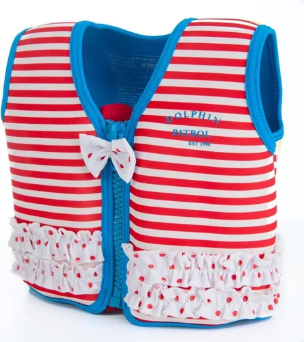 Konfidence Jacket Kinder Schwimmweste Schwimmhilfe Neopren Marthas Red Stripe Frills 6 - 7 Jahre