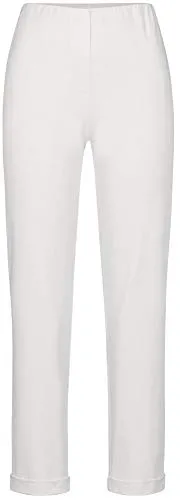 Stehmann-Sylvia-682, Hose mit Aufschlag in High-Tec-Cotton Qualitaet Farbe weiß, Größe 48