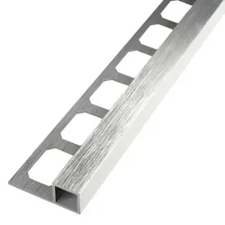 Quadratprofil / Ecken Aluminium gebürstet silber hochglanzeloxiert | Fliesenprofil 2,50 m Länge - 12,5 mm