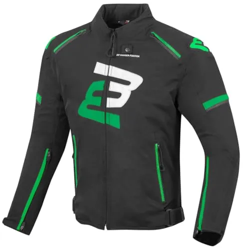 Bogotto Sparrow Motorrad Textiljacke - Wasserdicht, schwarz-grün, Größe XS - Motorradjacke aus robustem Polyester mit atmungsaktivem Innenfutter und wasserdichter Membrane, ideal für sicheres Fahren bei jedem Wetter.