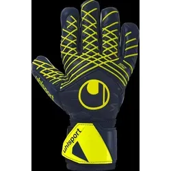 uhlsport Fußball Torwarthandschuhe Prediction Supersoft HN, 9.5, Marine/weiß/Fluo gelb - Torwarthandschuhe mit SUPERSOFT-Latex für besten Grip und Dämpfung, innovativer HALF NEGATIVE CUT für optimale Ballkontrolle und atmungsaktiven Textilstoff für hohen Tragekomfort.