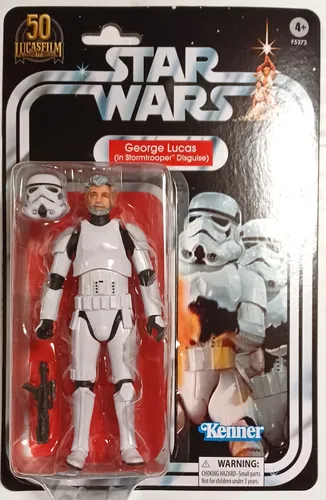 Star Wars George Lucas in Stormtrooper Disguise - Hasbro Black Series 2021 - Sammler-Action-Figur, 15 cm große detailreiche Figur von George Lucas im Stormtrooper-Outfit, ideal für Star Wars Fans und Sammler.
