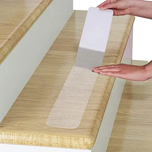 OQingluan Antirutsch Klebeband Transparent, 60cm*10cm, 15pcs, Antirutsch Treppenstufen, Rutschfestes Klebeband mit Hoher Traktionskörnung, für Drinnen und draußen, Wasserdicht, Transparent