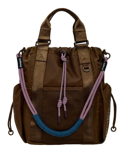 Desigual Rucksack Neo Grunge Globe Nylon Backpack Brown - VIELSEITIGER FREIZEITRUCKSACK — Geräumiges Hauptfach mit Zipperfach für strukturierte Aufbewahrung. Flexibel einsetzbar dank verstellbarer, abnehmbarer Schultergurte. Robuste Materialien und praktische Details sorgen für Alltagstauglichkeit.