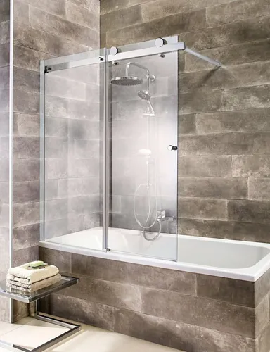 welltime Badewannenaufsatz Mauritius - Schiebetür aus Einscheibensicherheitsglas - Duschwand mit Spritzschutz, beidseitig montierbar und ideal für Badewannen. Hochwertiges 6 mm Einscheibensicherheitsglas für optimale Sicherheit und Klarheit.