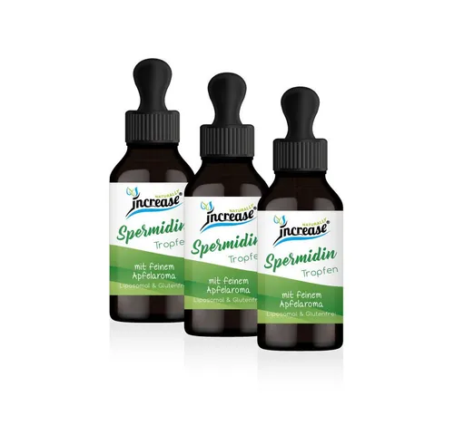 Liposomale Spermidin Tropfen hochdosiert 200mg - Nimm 3, zahl 2 Aktion - Nahrungsergänzungsmittel mit 18.000mg Spermidin in 3 Flaschen. Enthält 200mg Spermidin pro Tag, gewonnen ohne chemische Extraktion. Ideal für eine gesunde Lebensweise.