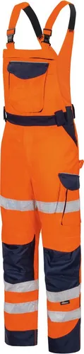 vizwell Arbeitslatzhose Warnschutz Latzhose Herren - Strapazierfähige Latzhose in warnorange und warngelb, DIN zertifiziert, mit ergonomischen Trägern und zahlreichen praktischen Taschen für den professionellen Einsatz.