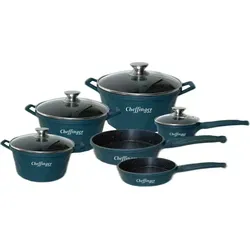 12-teiliges Kochtopf Set Induktion mit Diamant-Design - Hochwertiges 12-teiliges Kochtopf Set aus Aluminium-Guss mit robuster Antihaft-Beschichtung. Ideal für alle Herdarten, inklusive Induktion. Pflegeleicht und hygienisch – perfekt für die Zubereitung köstlicher Gerichte!