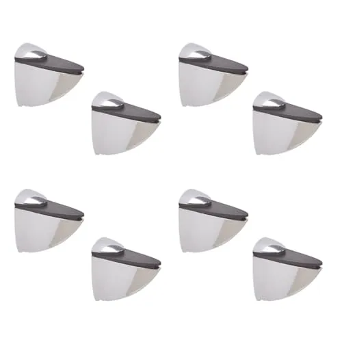 HOOZ 8x Regal-Halter Glasbodenträger verchromt - Stabile Regalhalterung für Glas- und Holzböden - inkl. Montagematerial - Wandkonsole aus Metall - Regalträger in verschiedenen Größen (M)