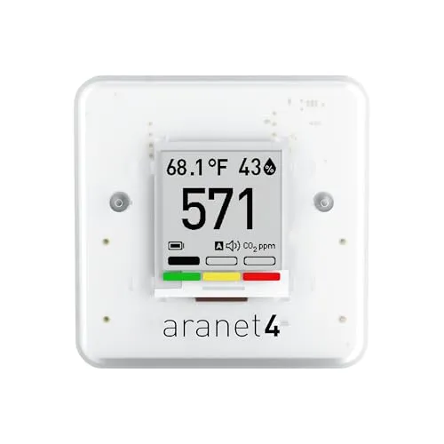 Aranet4 Home Kabelloser Luftqualitätsmonitor - Innenraum-Luftqualitätsmessgeräte mit E-Ink-Bildschirm, misst CO2, Temperatur und Luftfeuchtigkeit für ein gesundes Raumklima.
