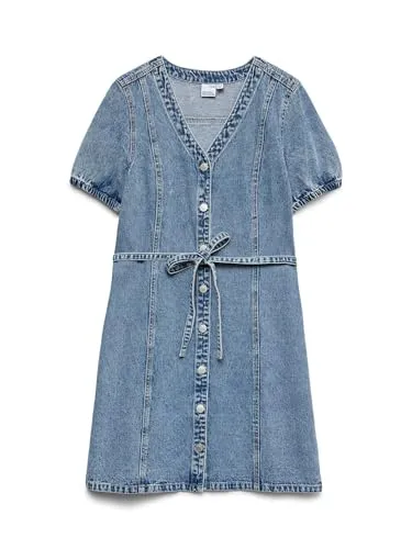 Vmjanet Ss V-Neck Short Denim Dress Noos in blau von VERO MODA