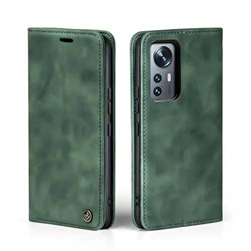 LBH Handyhülle für Xiaomi 12T / Xiaomi 12T Pro in Grün mit Karten- und Geldfach Smartphone Hülle mit Standfunktion Flip Case Schutzhülle Magnetverschluss Vintage