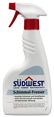 Südwest Schimmelfresser chlorhaltiges Spray zum Entfernen Abtöten & Bleichen von Schimmel, Pilzen, Stockflecken, Algen & Moos, für schimmelbefallene Untergründe Sprühflasche (500 ml)