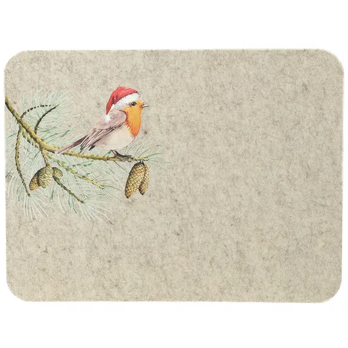 Festliche Filzmatten Rotkehlchen für Adventsdeko, 4 Stück - Perfekte Tischsets für die Adventszeit: 4 stilvolle Filzmatten mit Rotkehlchen-Motiv. Ideal für festliche Anlässe und eine gemütliche Atmosphäre.