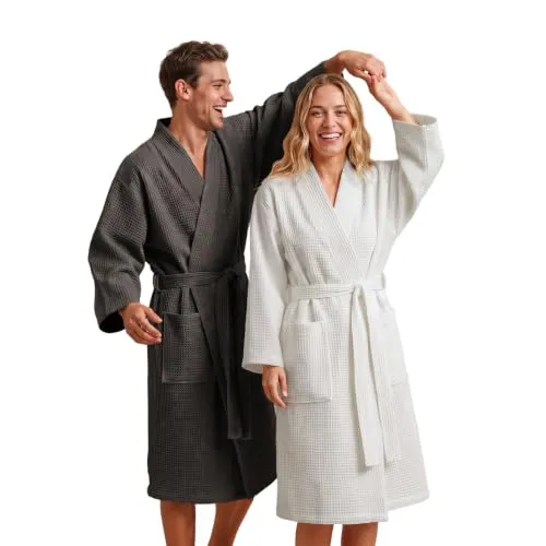 Blumtal Unisex Bademantel Waffelpique aus 100% Baumwolle