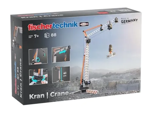 fischertechnik Crane 576103 – pädagogisches Konstruktionsspielzeug, Kran-Spielzeug-Bausatz für Kinder ab 7 Jahren, orange, Middelgroot