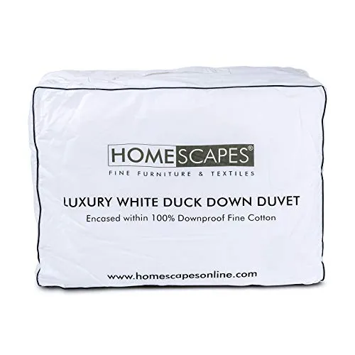 HOMESCAPES Winterbettdecke Wärmeklasse 4 - Bettdecken, kuschelige Entenfeder- und Daunendecke für den kalten Winter, mit wärmespeichernden Eigenschaften und allergikerfreundlichem Baumwollbezug.