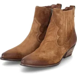 Paul Green Damen Schnürstiefeletten PGR-8144 mittelbraun - Wanderschuhe mit klassischem Western-Design und modernem Komfort, ausgestattet mit seitlichen Elastikeinsätzen und hochwertigem Lederfutter für optimalen Tragekomfort.
