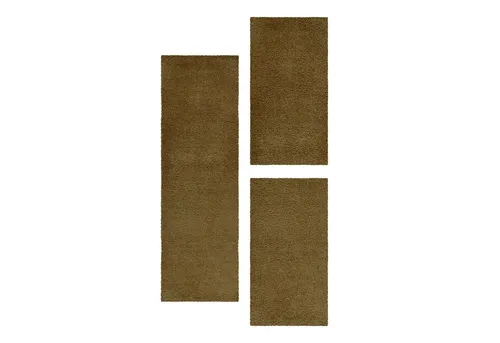 SIMPEX Bettumrandung 3-teilig Shaggy Hochflor Teppich Gold