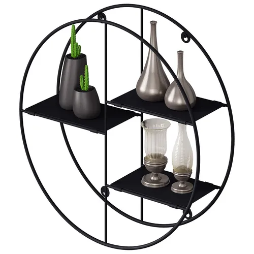EUGAD Rund Wandregal Metall Hängeregal 3 Ablagen Wanddeko Schweberegal Schwarz