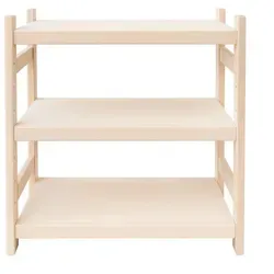 Stapelbares Regal aus Buchenholz für Keller oder Zuhause, modulares Design, 3 Einlegeböden, 60×25×60 cm (B×T×H) - Naturbelassen