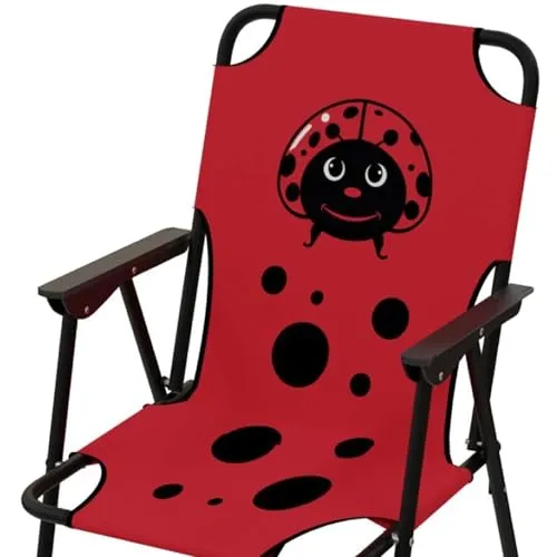 Kinder Outdoor Campingstuhl Klappstuhl Campingstuhl Outdoor Camping klappbar Stahl pulverbeschichtet vers. Motive, Farben:Marienkäfer