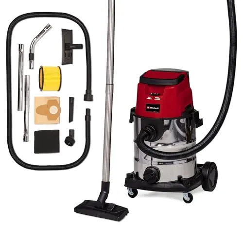Einhell Akku-Nass-Trockensauger TE-VC 36 25 Li S-Solo - Kabelloser 36 V Sauger mit 25l Edelstahlbehälter, ECO BOOST-Mode für maximale Flexibilität und Saugleistung