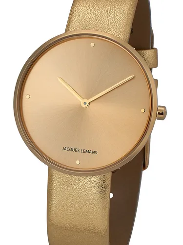 Jacques Lemans 1-2056H Design Collection Damenuhr - Armbanduhren für Damen, elegante 36mm Quarzuhr mit goldfarbenem Kalbslederarmband und 5ATM Wasserdichtigkeit – perfekt für jeden Anlass.