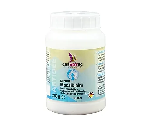 CREARTEC Weißer Mosaiksteinkleber - Ideal zum schnellen Verkleben von Mosaiksteinen - 250 g - Made in Germany
