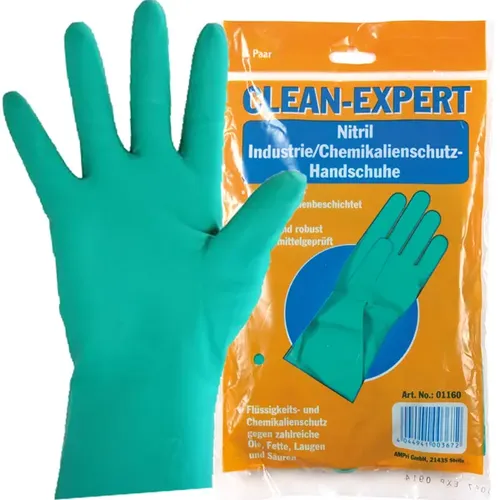 Chemikalien Schutzhandschuhe Ampri Clean Expert grün L Gr. 9-10 Nitrilhandschuhe mit Chemikalienschutz CE-CAT III