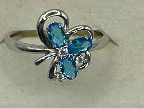 Sterling Silber Damenring mit Blauem Topas, Eleganter Schmuck (18,5(58)) 925