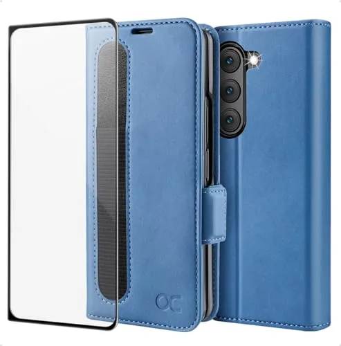OCASE Aktualisierte Version Hülle Samsung Galaxy Z Fold 5 5G Handyhülle [mit S Pen Halter] [Vorderseite Displayschutz] [Premium PU Leder] [Kartenfach] Cover RFID Schutzhülle Etui Klapphülle Hellblau