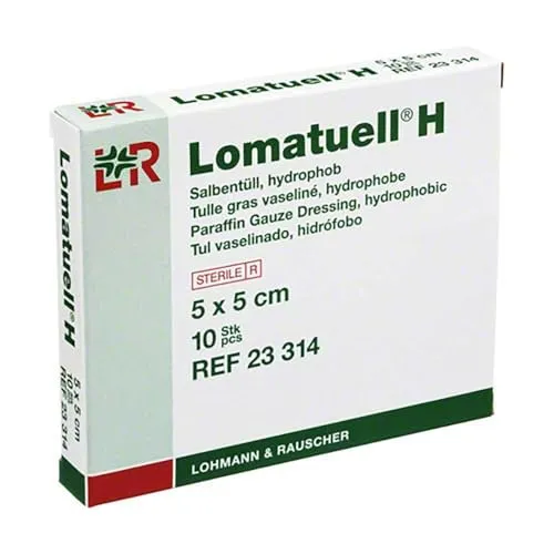 LOMATUELL H Salbentüll 5x5 cm steril 10 St - Erste-Hilfe-Heftpflaster & Verbandsmaterial, steril und ideal zur Wundversorgung für eine sanfte und sichere Heilung.