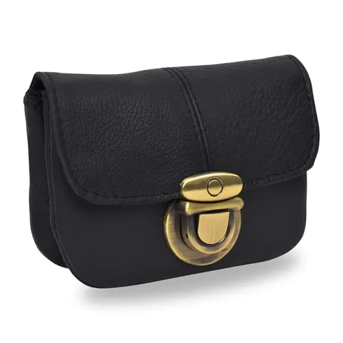 Gusti Bauchtasche Leder Damen Herren – Gürteltasche Schwarz für Reisen, Festival, Alltag – Vintage Hüfttasche mit Portemonnaie-Fach und zeitlosem Design