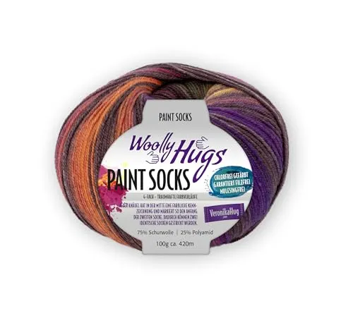 PRO LANA Paint Socks - Woolly Hugs - Farbe: Orange/Braun (208) - 100 g/ca. 420 m Wolle
