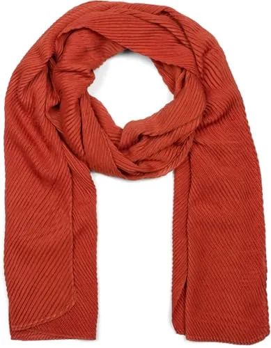 styleBREAKER Damen Schal fein gekreppt | Leichter Plissee-Schal für stilvolle Looks | Elegantes Halstuch mit fließenden Falten | Modisch Vielseitig & Angenehm weich | 96 x 192 cm, Farbe:Cognac