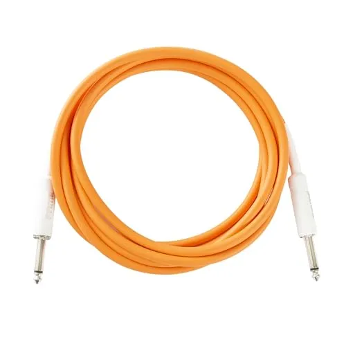 Fame Authentic Instrumentenkabel, 3 m, Orange, Hochwertiges Gitarrenkabel, Exzellente Signalübertragung