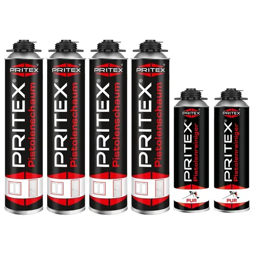 Bauschaum Set 4 x 750 ml inkl. 2 Reiniger PU Schaum Pistolenschaum Montageschaum