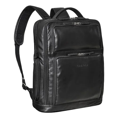 STILORD 'Jayden' Business-Rucksack aus Leder für Herren - Tagesrucksäcke mit separatem gepolstertem Laptopfach für Laptops bis 17 Zoll. Ideal für den Arbeitsalltag, bietet er optimale Organisation und ein klassisch modernes Design.