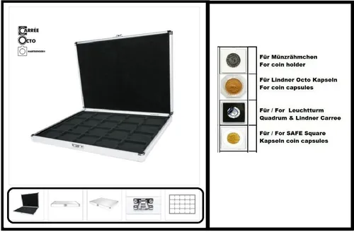 Münzkassette-ALU-Lindner-S2301-2122CE-20-Münzen-50mm-Münzkapseln-bis-45-mm