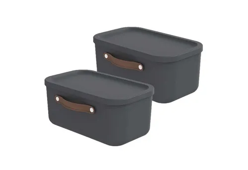 ROTHO Stapelbox 2er-Set Maloja 12l in schwarz von Rotho
