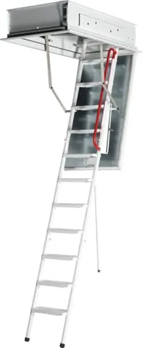 Premium Stahl-Dachbodentreppe mit Wärmedämmung - 140 x 70 cm, vormontiert - Hochwertige Treppe mit effizienter Isolierung zur Reduzierung von Wärmeverlusten. Ideal für schnellen und einfachen Zugang zum Dachboden. Robuste Konstruktion und praktische Klappfunktion für optimalen Komfort.
