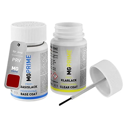 MG PRIME Autolack Lackstift Set für Jeep PRV Velvet Red Pearl/Delmonico Red Pearl Basislack Klarlack je 50ml