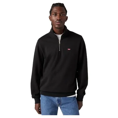LEVI'S ORIGINAL HM 1/4 ZIP Sweatshirt - Herren-Sweatjacke in minimal black, aus 100% Baumwolle, mit bequemem Troyerkragen und elastischem Bund für optimalen Tragekomfort.