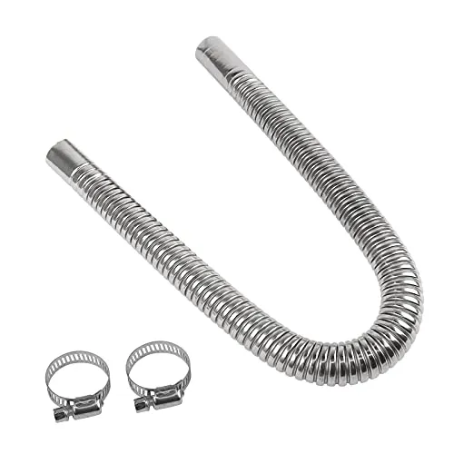 Abgasschlauch für Stromerzeuger 60 CM, JatilEr Abgasschlauch 25mm Standheizung Auspuff Edelstahl Auspuff Schalldämpfer, Auto Edelstahl Auspuffrohr mit Zwei Edelstahlklammern für Diesel Heizung